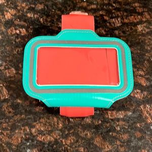 Bright Coral And Neon Green With Reflective Silver Strip Velcro Arm Band